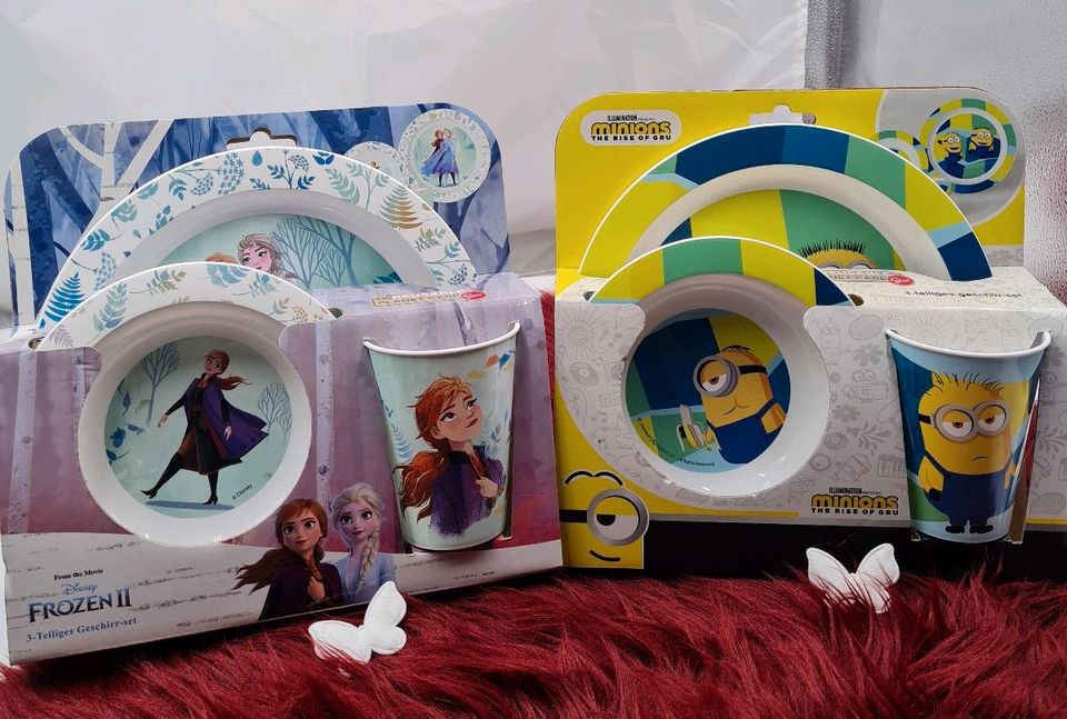 Frozen  & Minions Kindergeschirr,neu,3tlg. in Winkel (Eifel)