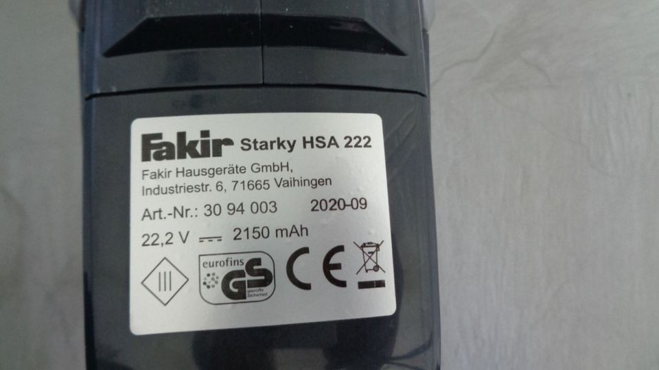 FAKIR Handstaubsager Starky / HSA 222 - neuwertig in Nassenfels