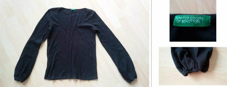 BENETTON schwarzer Pullover schwarz Größe M L 40 42 in Zell am Main