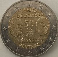 Seltene 2€ Münze, 50 Jahre Élysée Vertrag, 2013, D, F Baden-Württemberg - Rauenberg Vorschau