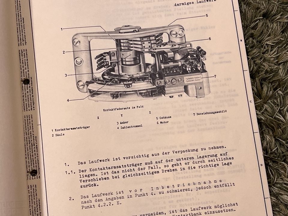 Wartungsanleitung EMD-Wähler Siemens * 1965 in Glienicke/Nordbahn