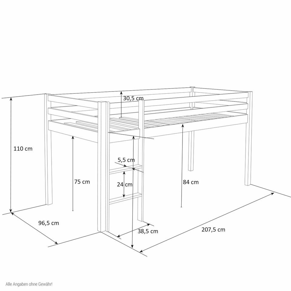 Hochbett Kinderbett Stockbett 90x200 cm Leiter Vorhang VB150€* in Magdeburg