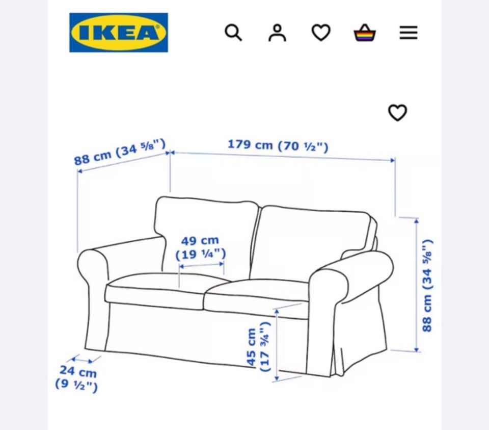 Ikea 2er Sofa Ektorp, Stoff austauschbar in Battenberg