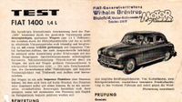Fiat 1400 Testbericht - Sonderdruck von 1951 Baden-Württemberg - Schopfheim Vorschau