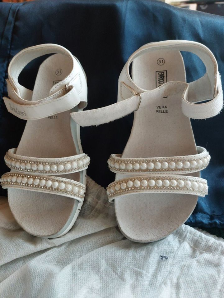 Schuhe Mädchen ENRICO COVERI 31 Sandalen Weiß Perle Italy Neu in Hannover