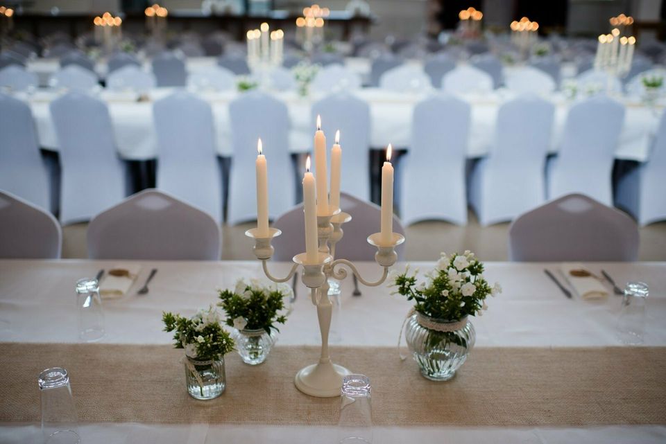 Tischdeko Kerzenständer Gold Silber mieten Hochzeit Dekoverleih in Gudensberg