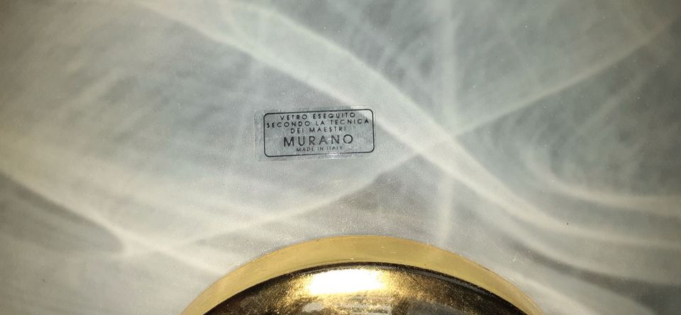 2 Deckenlampen MURANO Glas weißgrau vergoldet 31 cm + 45 cm in Bestwig
