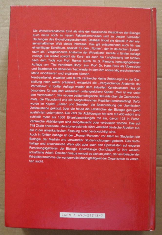 Vergleichende Anatomie der Wirbeltiere, Romer Parsons, Übersetzt in Ludwigshafen