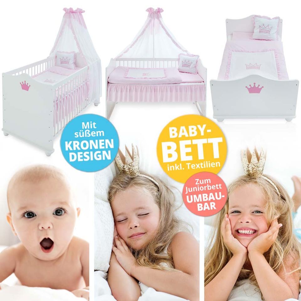 Babybett Bett Kinderbett Modern Traumbett Kinder Baby Umbau NEU in Greven