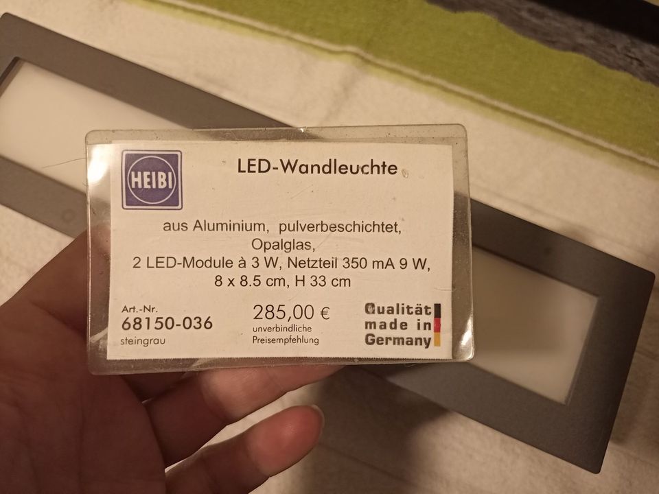 Heibi LED-Wandlampe Außen steingrau Modell 68150-036. 2 LED a 3 W in Weste