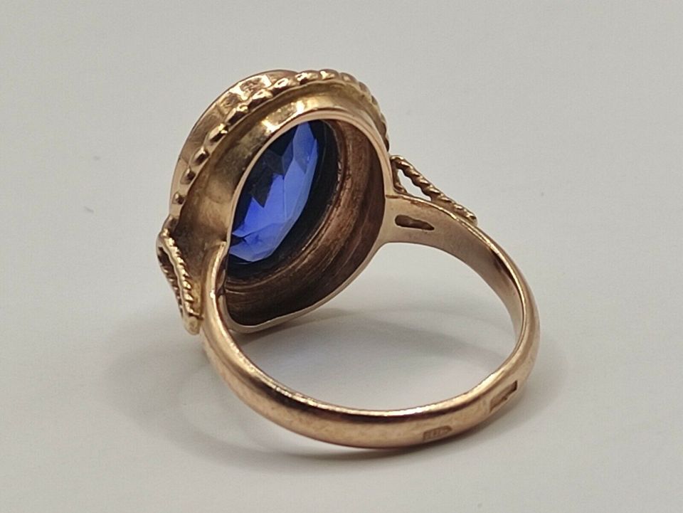Antiker russischer 583 Gold Blautopas Ring 14k (585) Vintage in Reinstorf