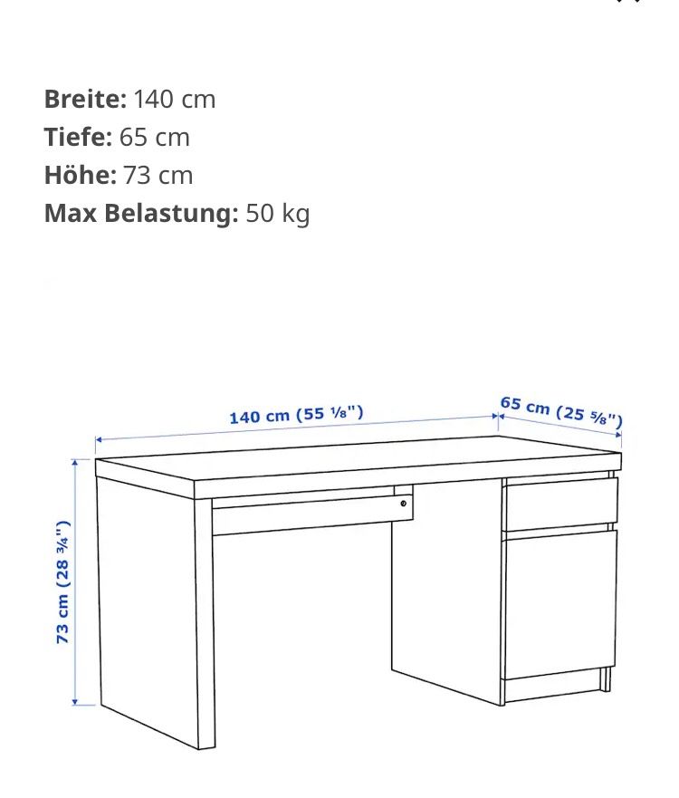 IKEA Schreibtisch Malm 140 cm x 65 cm Abholung ab dem 18.05.! in Pliening