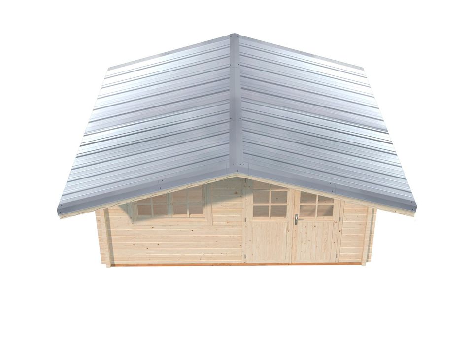 AKTION Gartenhaus 350x350 cm +Kostenloses Trapezblechdach Gerätehaus Geräteschuppen Holzhaus Schuppen Gartenlaube Gartenschuppen Gartenhäuser Holzhäuser Holzschuppen Trapezblech 102143 in Birstein