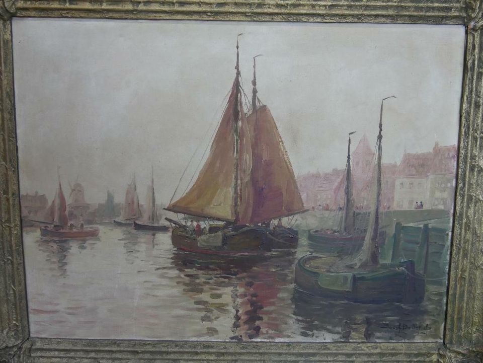 Bild - Josef Dederichs - Segelschiffe - Hafen - Ölgemälde in Hiltrup
