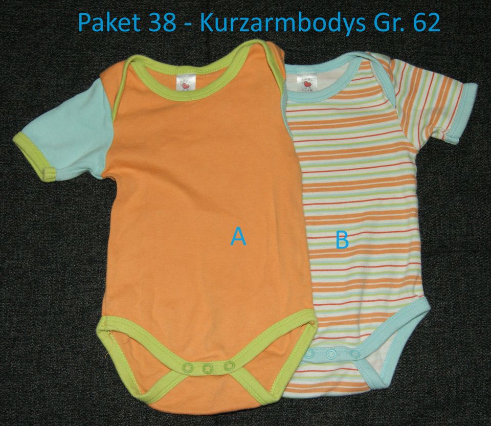 Kleiderpaket 38 - Kurzarmbodys in Gr. 62 in Rödermark