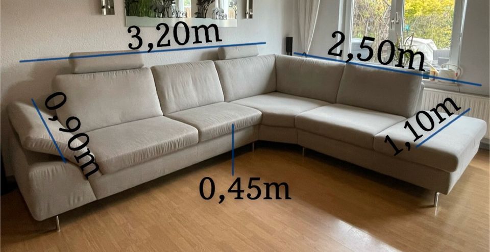 Helle große Couch 3,20m x 2,50m  Abholung bis 09.06. in Zöllnitz