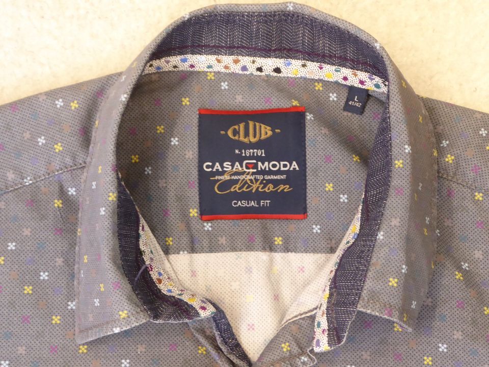 CLUB Casa Moda - Hemd - Casual Fit - L - 41/42 - blau-grau in Flensburg