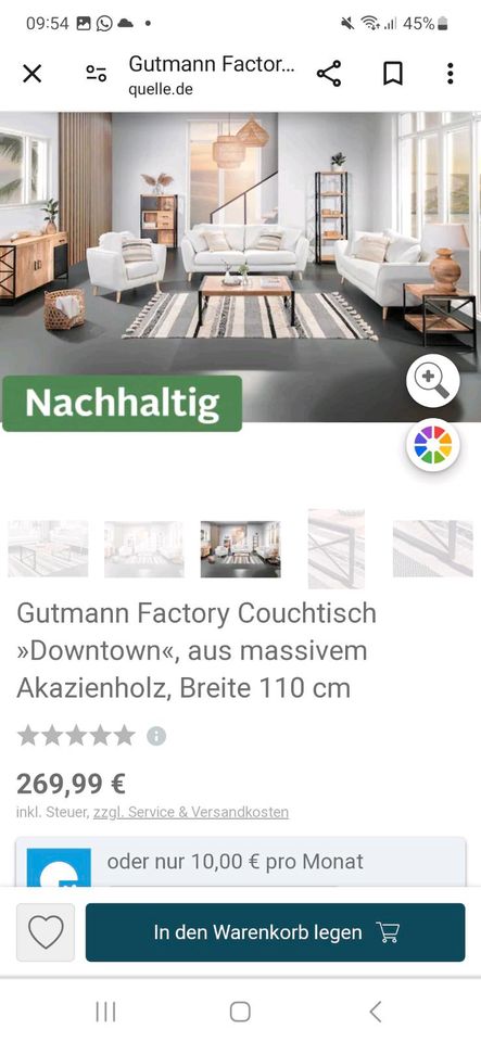 Couchtisch Neupreis 270 Gutmann Factory massives Akazienholz in Langerwehe