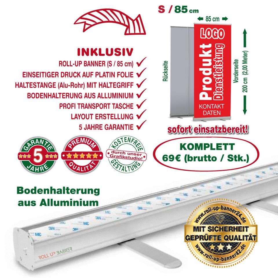 NEU! Rollup Banner Display inkl. Gestaltung, Bodenhalterung 69€ in Hamburg