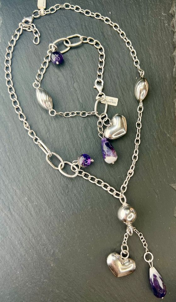 Schönen 925erSilber Schmuckset Armband und Halskette Amethyst in Berlin