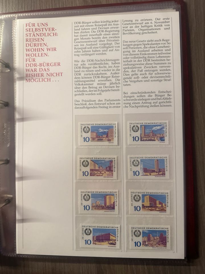 Briefmarken Album Wiedervereinigung Deutschland Mauerfall in Pfalzgrafenweiler