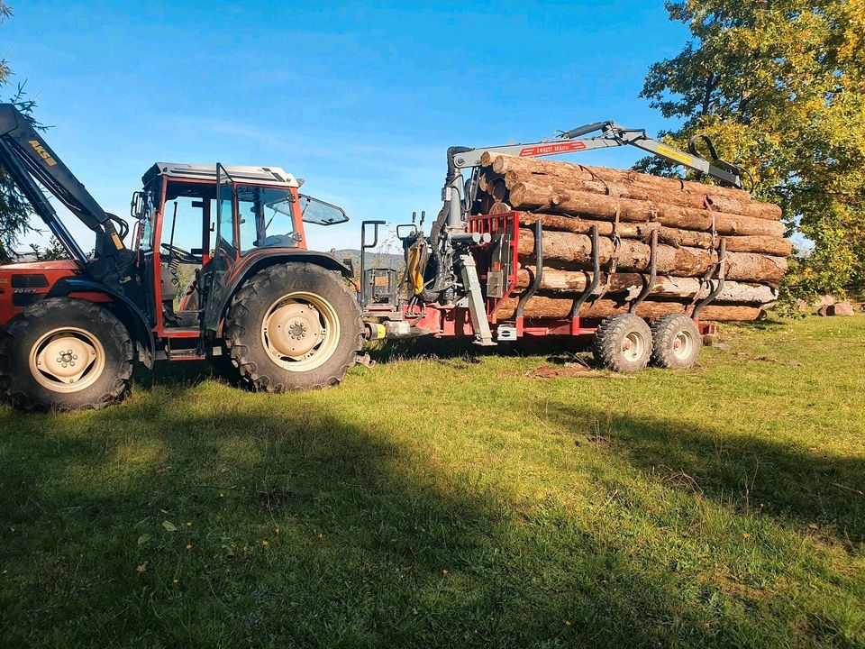 Brennholz-Transport, Rückearbeiten, Seilwindenarbeit, Waldarbeit in Grimmelshausen