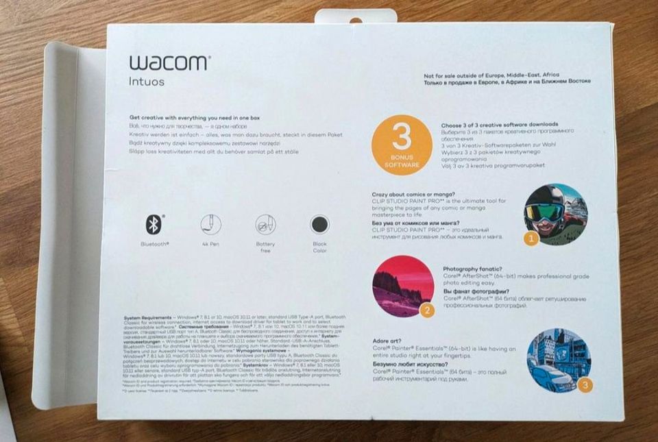 Wacom Intuos M Bluetooth Grafiktablett (Größe M, schwarz) in Hirschaid