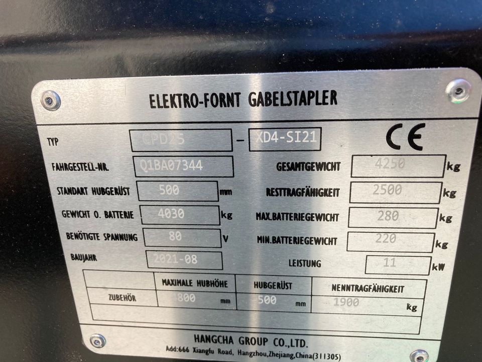 Gabelstapler Elektro 2,5t Hangcha CPD25 Elektrostapler Lithium in Zwickau