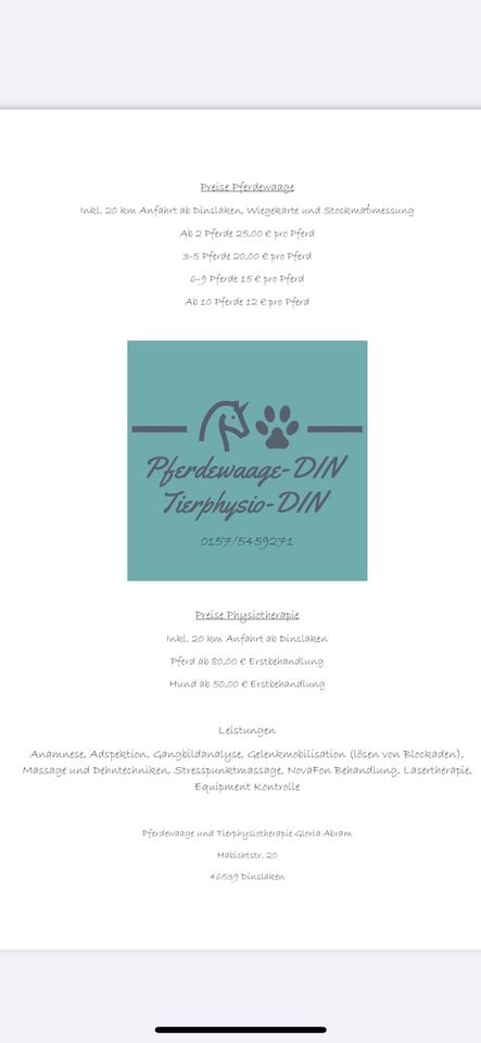 Pferdewaage und Tierphysio -DIN in Dinslaken