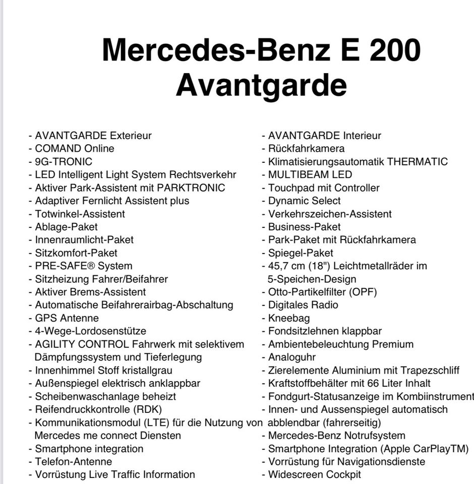 Mercedes Benz E200 Avantgarde 37000KM in Essen