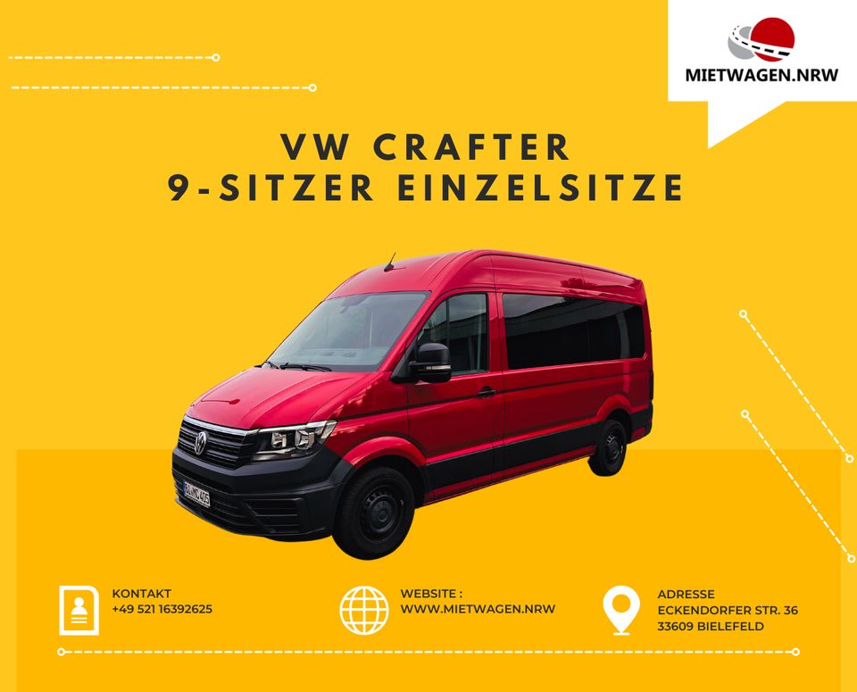 7-8-9 Sitzer Kleinbus für Ausflüge oder Langzeitmiete mieten oder leihen, VW T6 Bus, T7 Multivan oder Transporter in Bielefeld