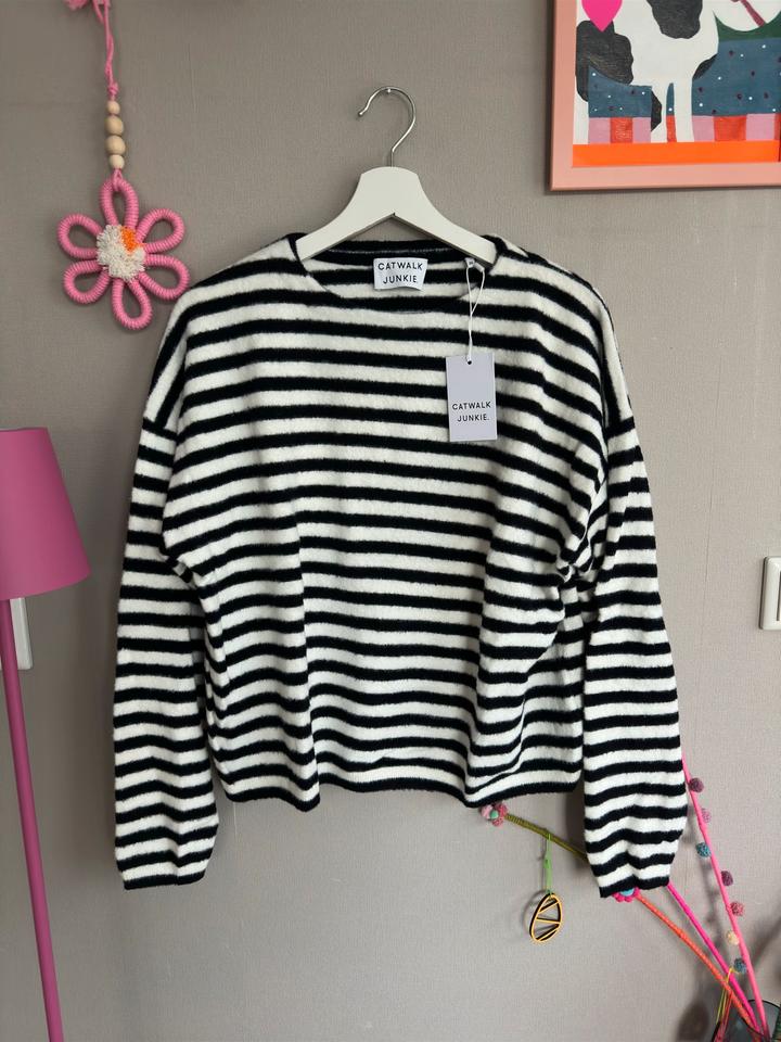 Catwalk Junkie Pullover streifen schwarz weiß neu Gr S Top in Grefrath