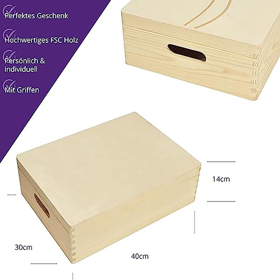 CHICCIE personalisierte Holzbox zur Taufe 40x30x14cm natur in Heiden