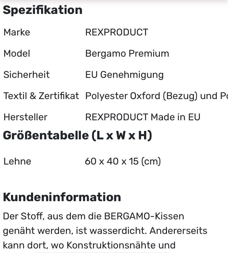 Gartenmöbel Auflage Seitenkissen grau Bergamo Garten in Immendingen