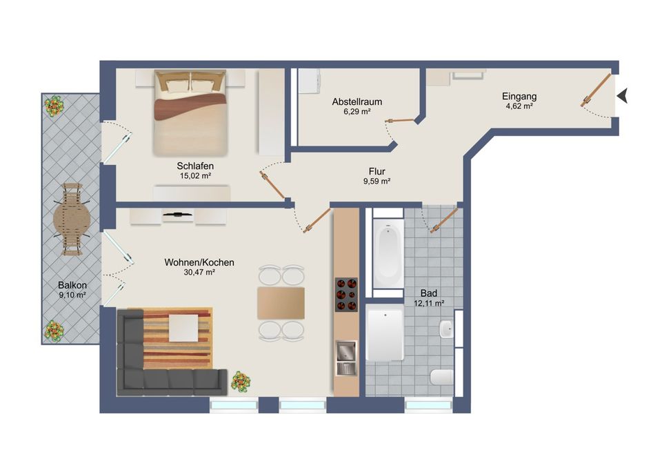 Erstbezug - 2-Raumwohnung inklusive Fußbodenheizung, einladendem Balkon und Stellplatz in Wolfen in Wolfen