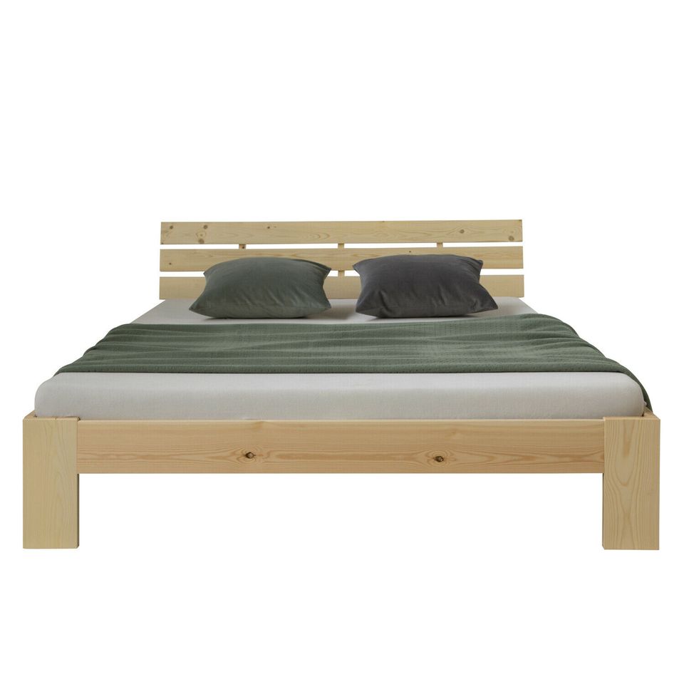 Holzbett Doppelbett Futonbett 160x200 cm Natur Lattenrost VB160€* in Magdeburg