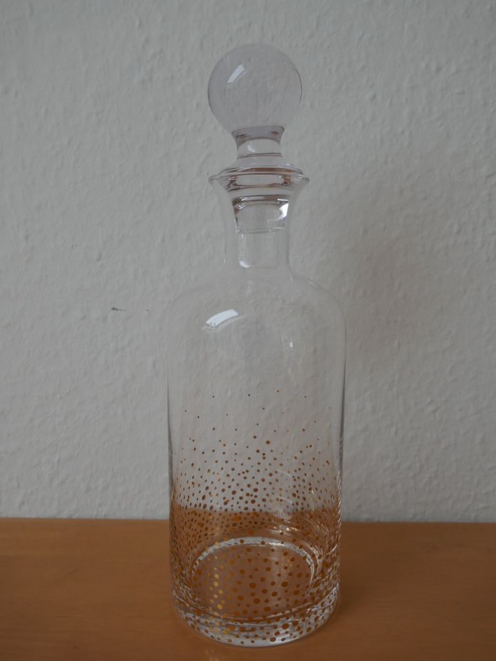 Depot Vase Set transparent Gefäß Glas matt Milchglas Flasche gold in Dresden
