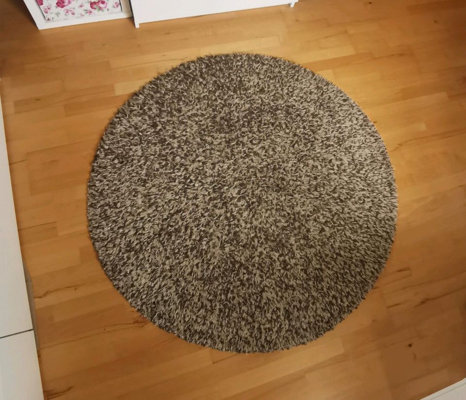 IKEA Vindebäk Teppich Langflor Kurzfloor beige braun  rund 130 cm in Hersbruck