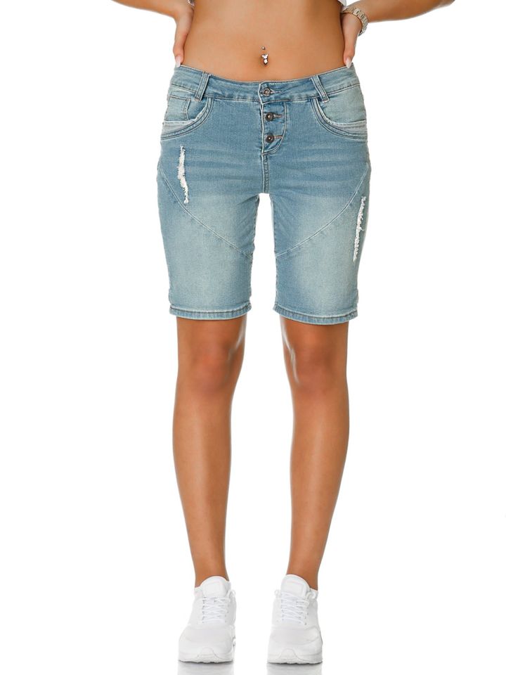 Jeans Shorts Damen Bermuda Denim Damenshorts Sommershorts Used Lo in Augsburg