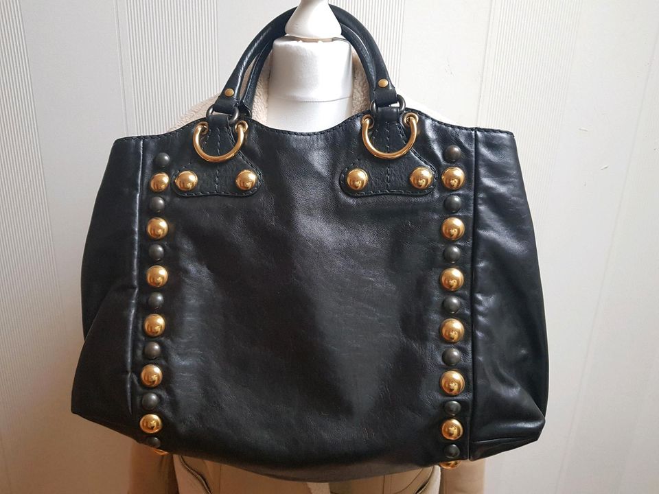 Gucci Babouska Boston Shopper Tote Bag schwarz Nieten Leder in Hamminkeln