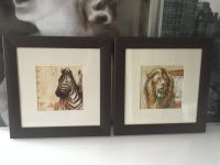2 Bilder Löwe & Zebra brauner Rahmen mit Passepartout Kr. München - Haar Vorschau