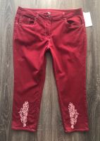 Damen 7/8 Jeans stretch kurz slim Kirschrot Gr 46 mit Strass Thüringen - Weimar Vorschau