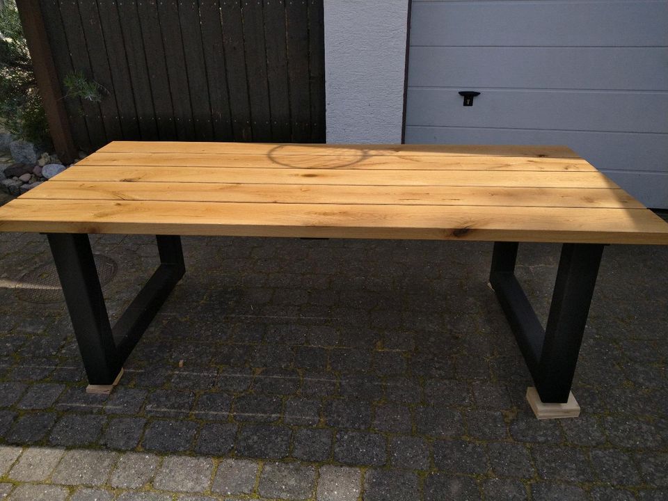 Tisch nach Maß - Gartentisch Esstisch Holz Stahl Eiche Bohlen in Kraichtal