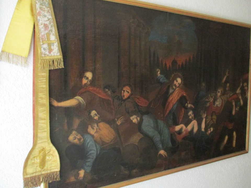 Ölgemälde Barock - Jesus vertreibt die Händler aus dem Tempel in Schönsee