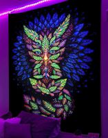 UV/Schwarzlicht Wandtuch "Shamanic Owl" in 150x130cm, Wandteppich Bayern - Straubing Vorschau