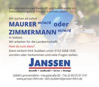 Maurer oder Zimmermann oder Dachdecker m/w/d gesucht Niedersachsen - Filsum Vorschau