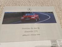 Prospekt Preise Preisliste 1999 Mercedes Benz SL R129 Nordrhein-Westfalen - Mülheim (Ruhr) Vorschau