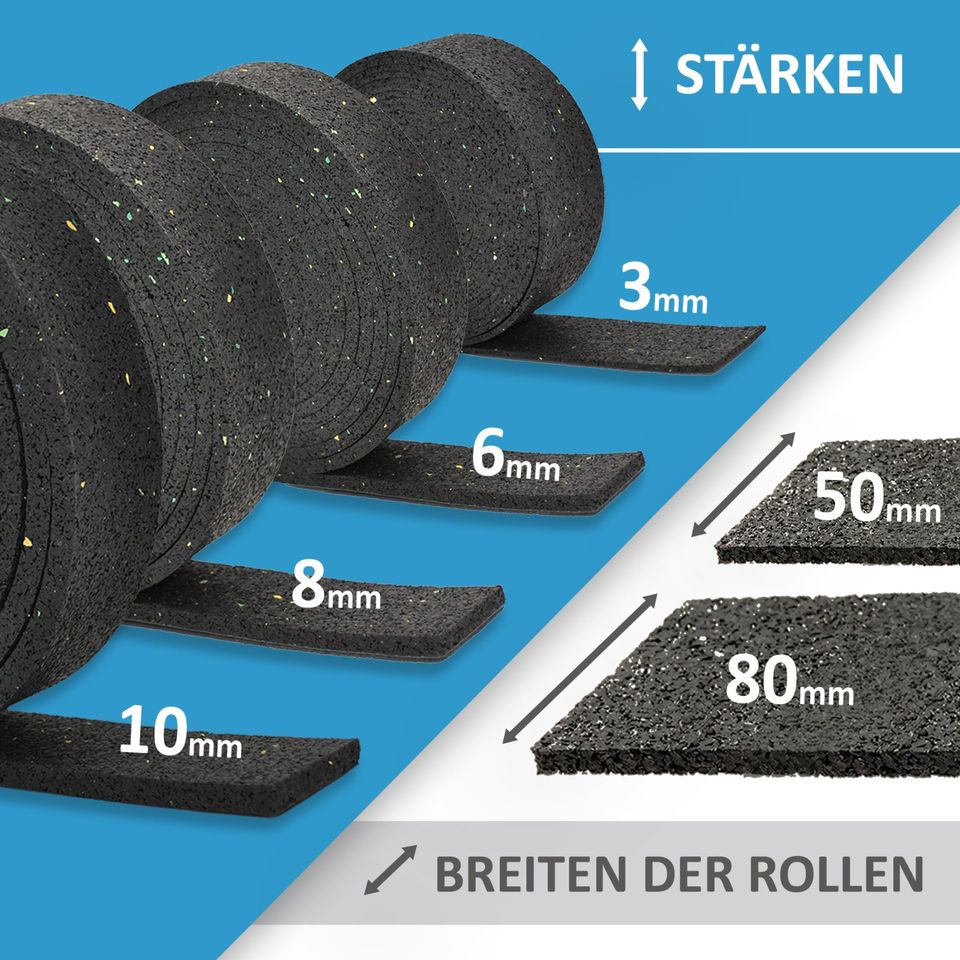 Terrassenpads Rollen 50 mm / 80 mm x 3mm 6mm 8mm 10mm 20mm in Niedersachsen  - Duderstadt