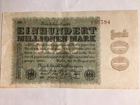 100 Millionen Mark alte Banknote Geldschein  Berlin 1923 Bayern - Waging am See Vorschau