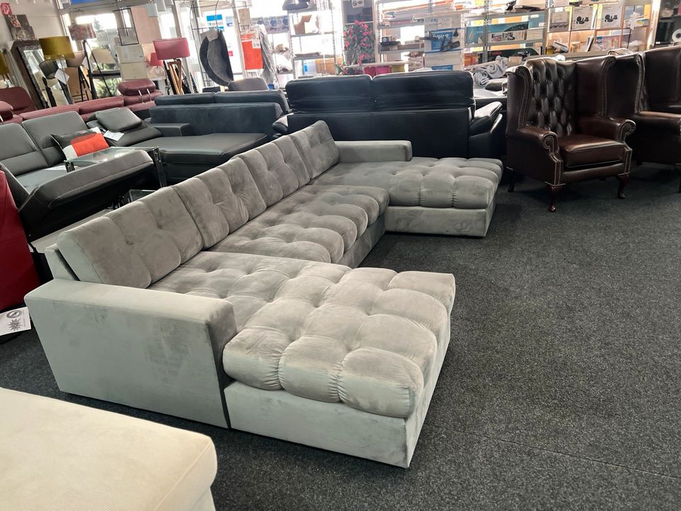 Wohnlandschaft Samt Ecksofa grau Samt Sofa Möbel UVP 2299€ in Alsfeld